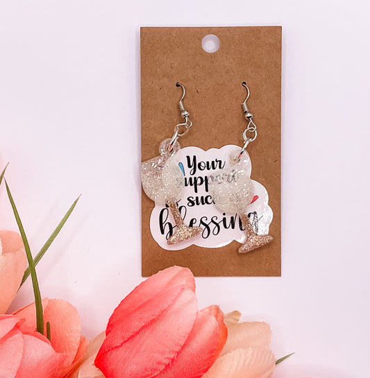 Wine Glass Dangle Earrings