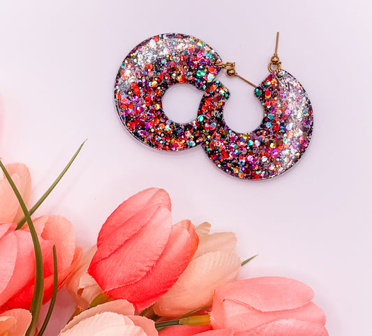 C-Shaped Hoop Post Dangle Earrings