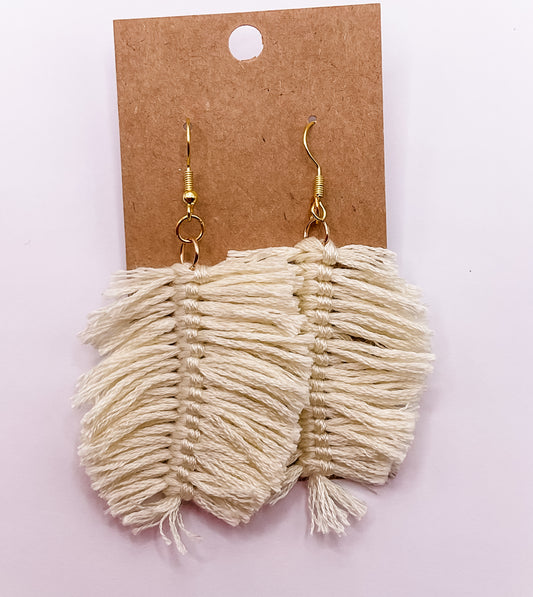 Cream Tassel Dangle Earrings