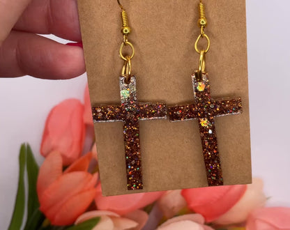 Small Cross Dangle Earrings
