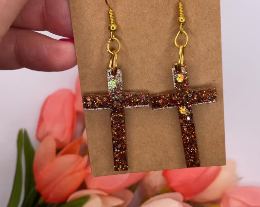 Small Cross Dangle Earrings