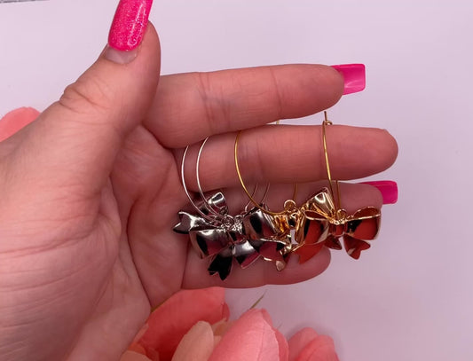 Gold and Silver Bow Hoop earrings