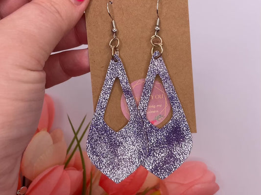 Purple Faux Leather Dangle Earrings