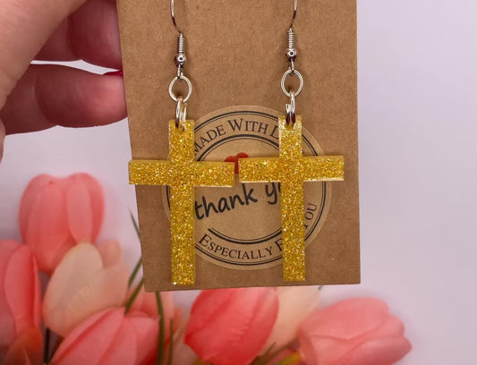 Small Cross Dangle Earrings