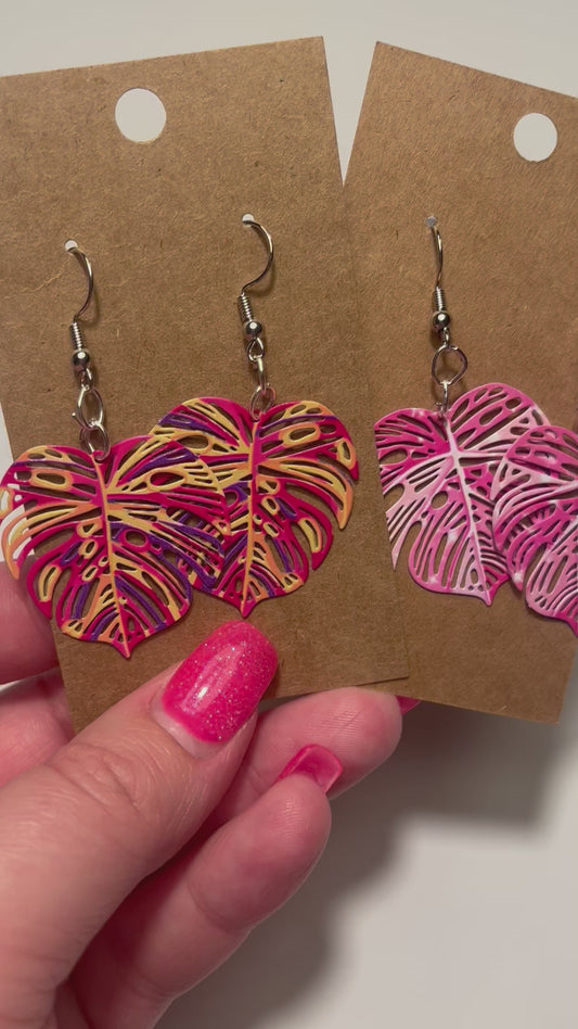 Monstera Leaf Dangle Earrings