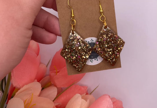 Golden Diamond Dangle Earrings