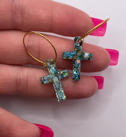 Small Cross Hoop Earrings