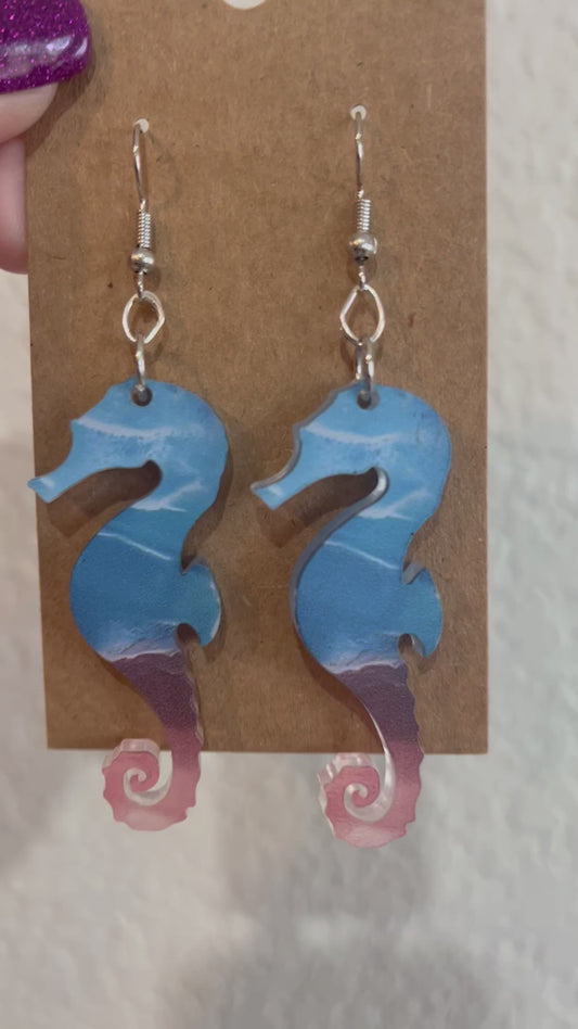Seahorse beachy dangle earrings