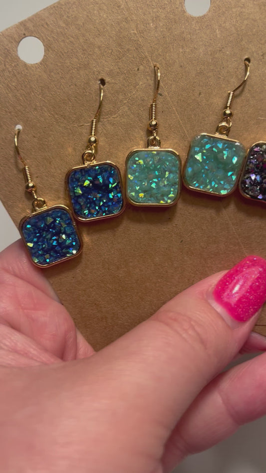 Square Druzy Dangle earrings
