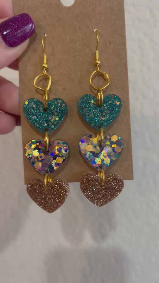 Triple Heart dangle earrings