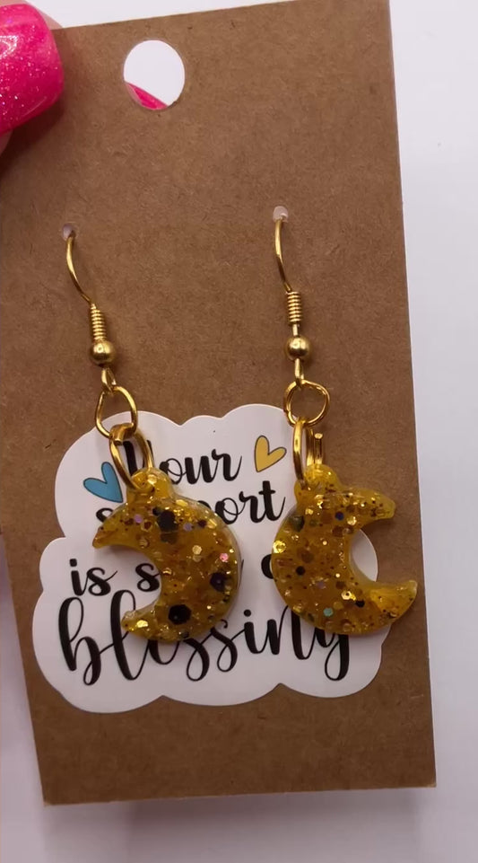 Small Crescent Moon Dangle Earrings