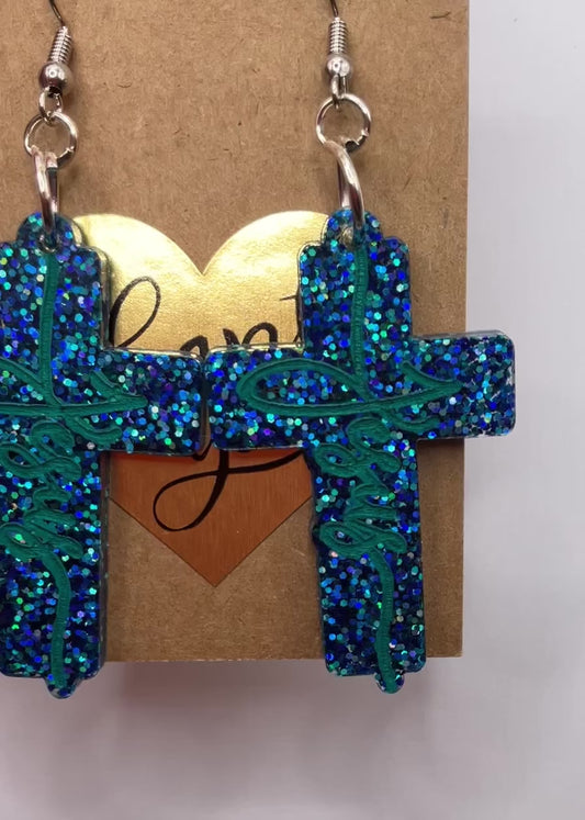 Jesus Cross Dangle Earrings
