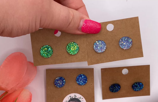 Druzy Stud Post Earrings (blue/greens)