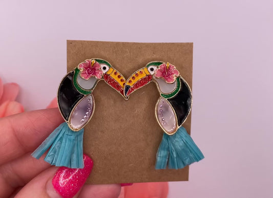 Tropical Toucan Post dangle Earrings
