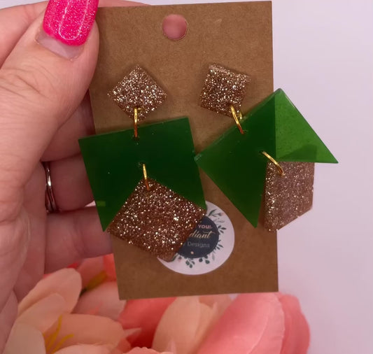 Triple Abstract Post Dangle Earrings