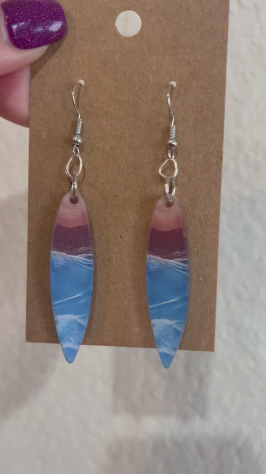 Surfboard beachy dangle earrings