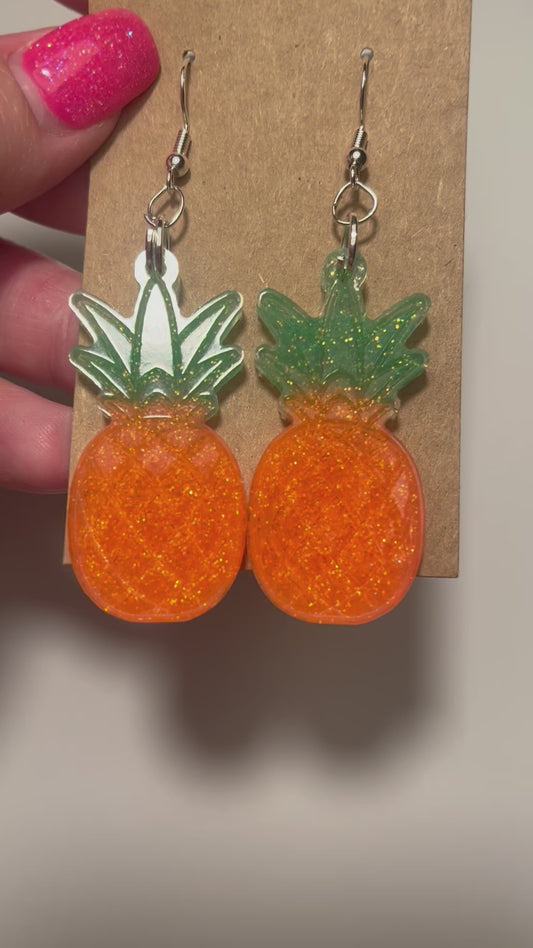 Neon pineapple dangle earrings