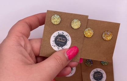 Druzy Stud Post Earrings (yellow/greens)